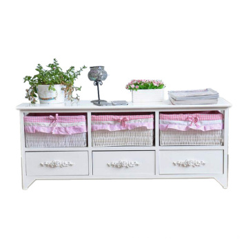 White color Garden wood TV cabinet